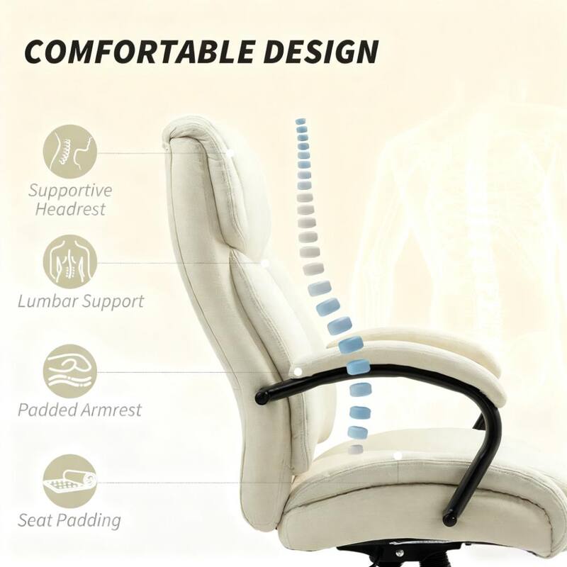 Executive Office Chair - Plush Padding, Adjustable & Rolling Wheels for Effortless Office Style