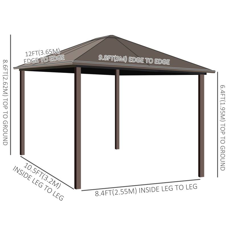 Outsunny Aluminum Frame Hardtop Gazebo