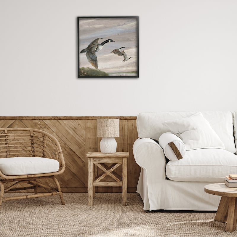 Stupell Flying Geese over Rustic Framed Giclee Art Design By Ruane Manning