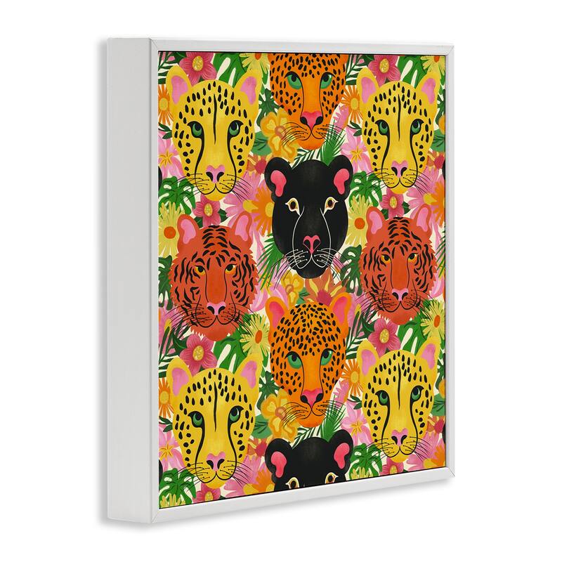 Stupell Jungle Cats Wildlife Pattern Framed Giclee Art Design By Carrie Cantwell