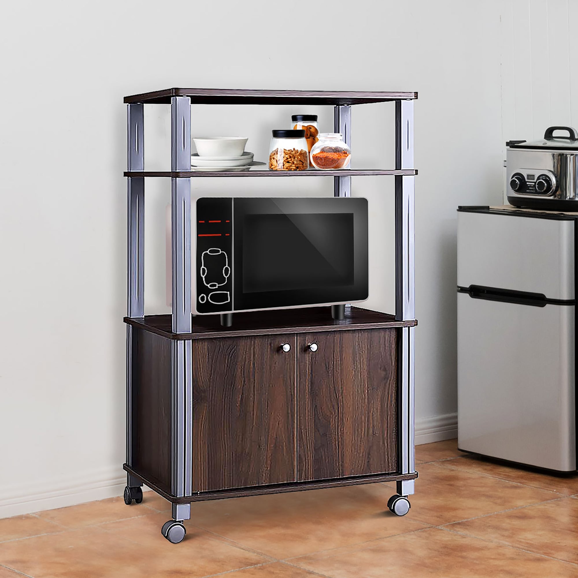 Black Microwave Cart Kitchen Islands and Carts Bed Bath Beyond
