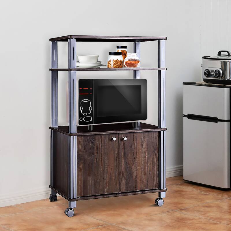 Rolling Kitchen Baker Rack Microwave Oven Stand Utility Shelf w Wheels On Sale Bed Bath