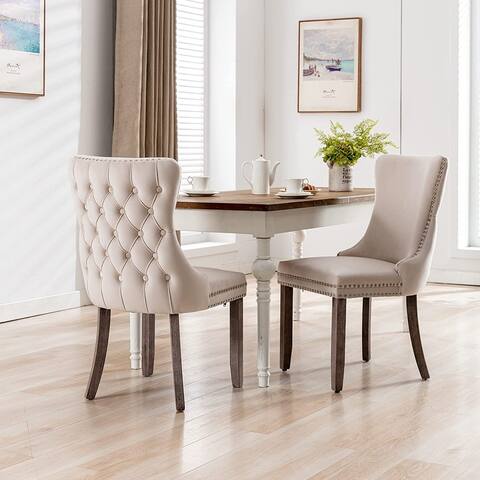 Velvet Dining Chairs Set of 2, Accent Diner Chairs Upholstered Fabric Side Chair Stylish Kitchen Chairs with Solid Wood Legs