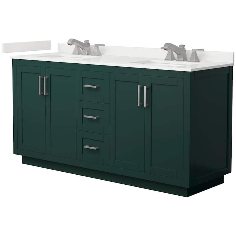 Wyndham Collection WCF292966D-QTZ-US3MXX Miranda 66" Free Standing - Green / White Quartz Top / Brushed Nickel Hardware