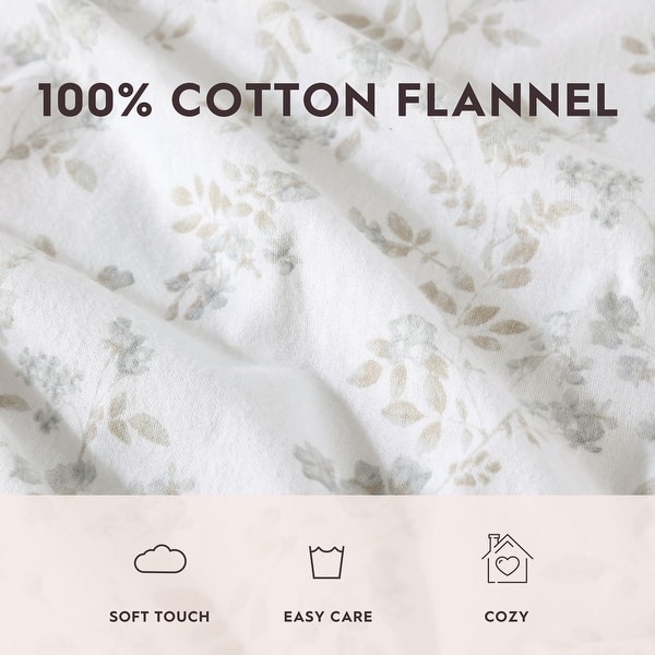 dimension image slide 1 of 3, Laura Ashley Printed Cotton Flannel Sheet Set