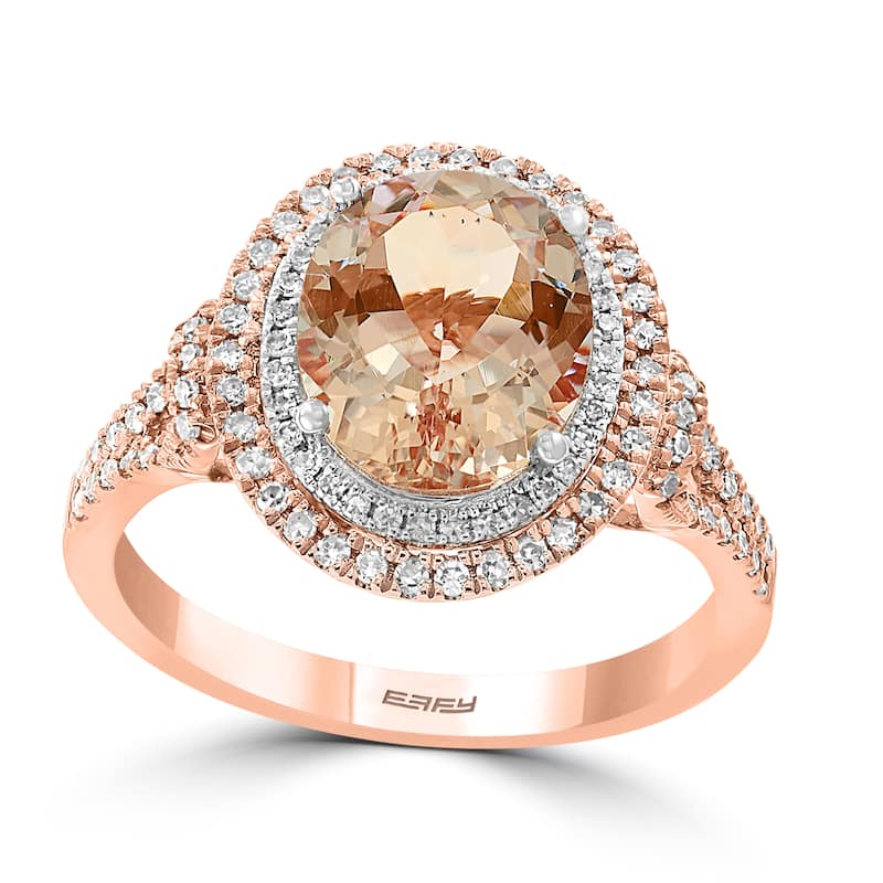 EFFY 14K Gold Diamond,Morganite Oval Ring