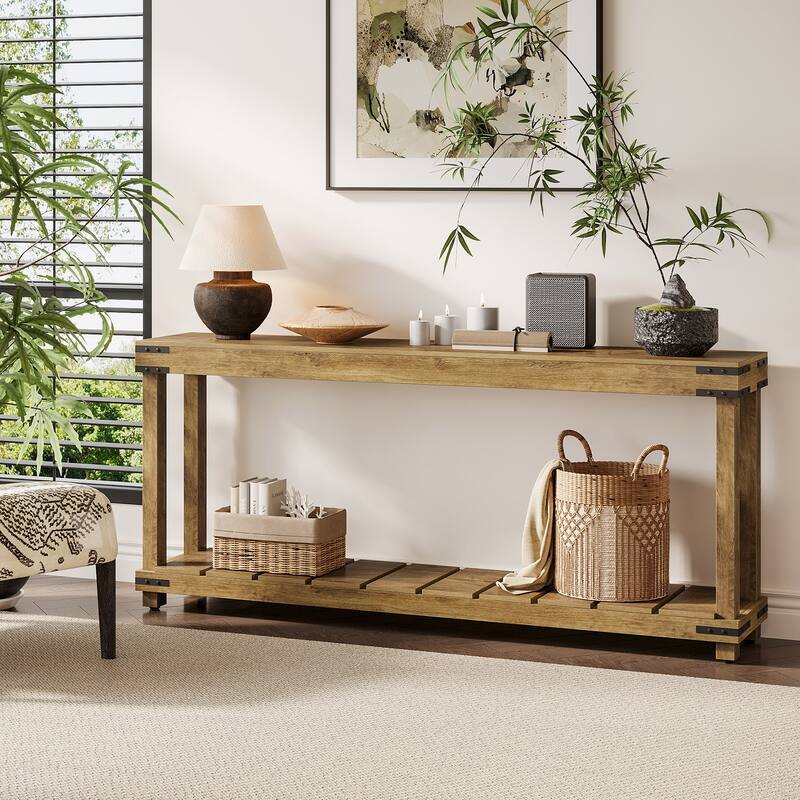 70.9-Inch 2-Tier Extra Long Console Sofa Table for Entryway