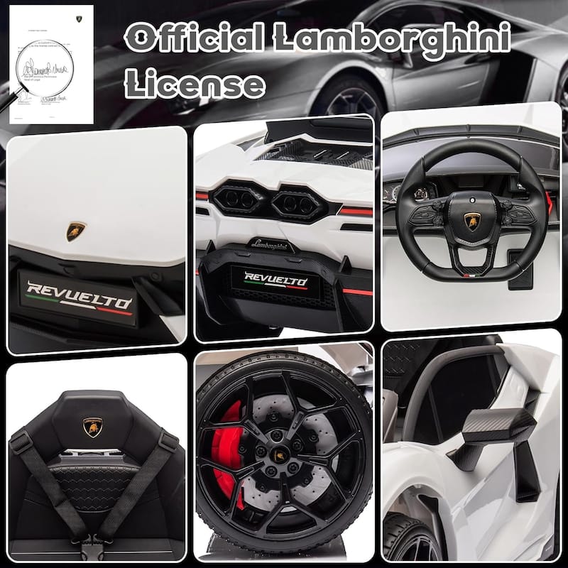 12V Kids Ride On Car, Licensed Lamborghini Revuelto Electric Car for Kids
