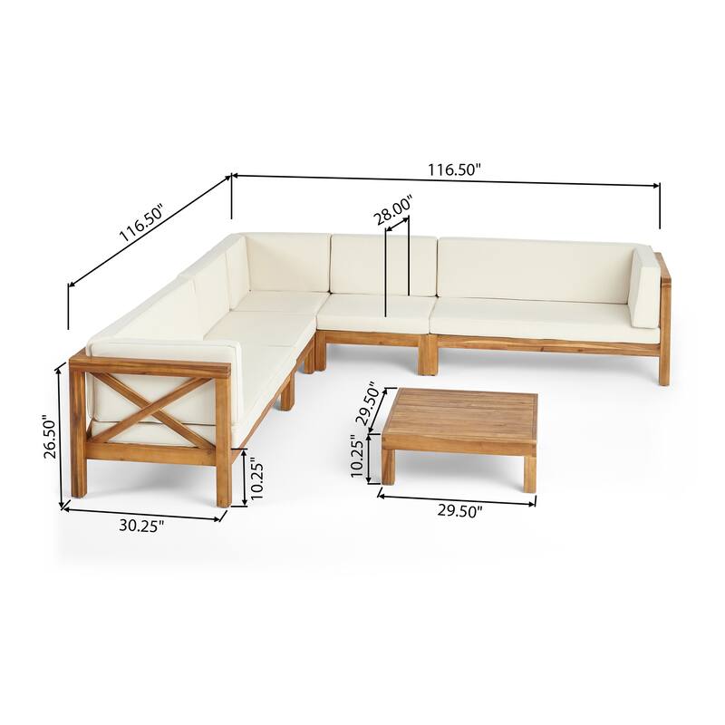Brava 7-Seater Wood Sectional Sofa Set by Christopher Knight Home