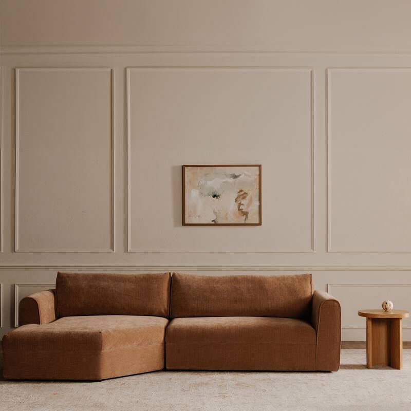 NADAAL STUDIOS Talorin Left-Facing Sectional Sofa, Wide Chaise Seating, Seats 4, Heritage Pink Chenille Fabric