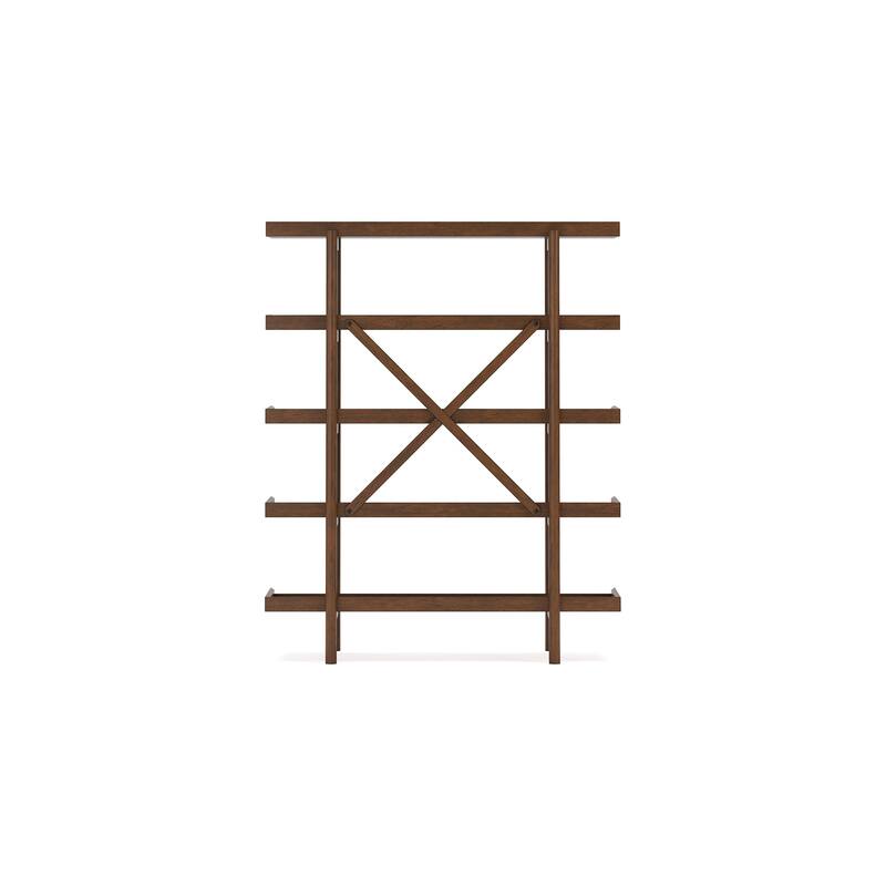 Jeyn Bookcase, 5 Fixed Display Shelves, 70 Inch Natural Brown Wood