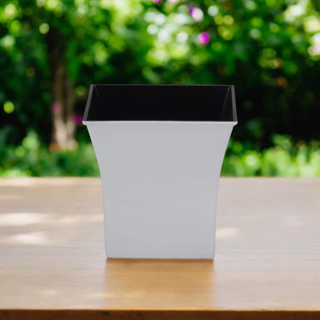 HomeRoots 7" White Recycled Plastic Indoor Outdoor Square Pot Planter