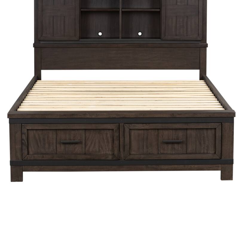 Thornwood Hills Rock Beaten Gray with Saw Cuts King Two Sided Storage Bed