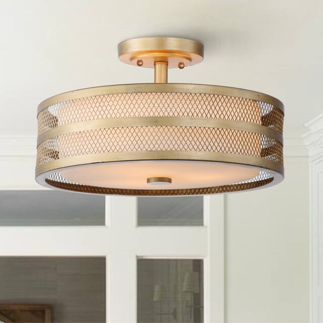 SAFAVIEH Lighting Greta 3-light Veil Gold Ceiling Light - 15.75"x15.75 "x9.625"