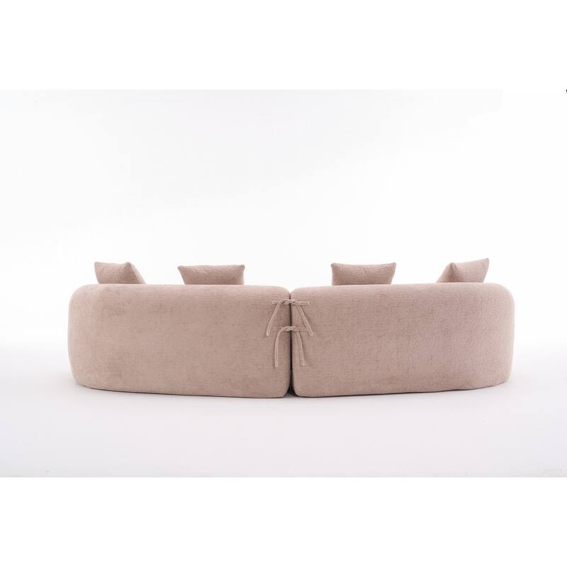 Curved Loveseat White Full Compression Sponge Sofa