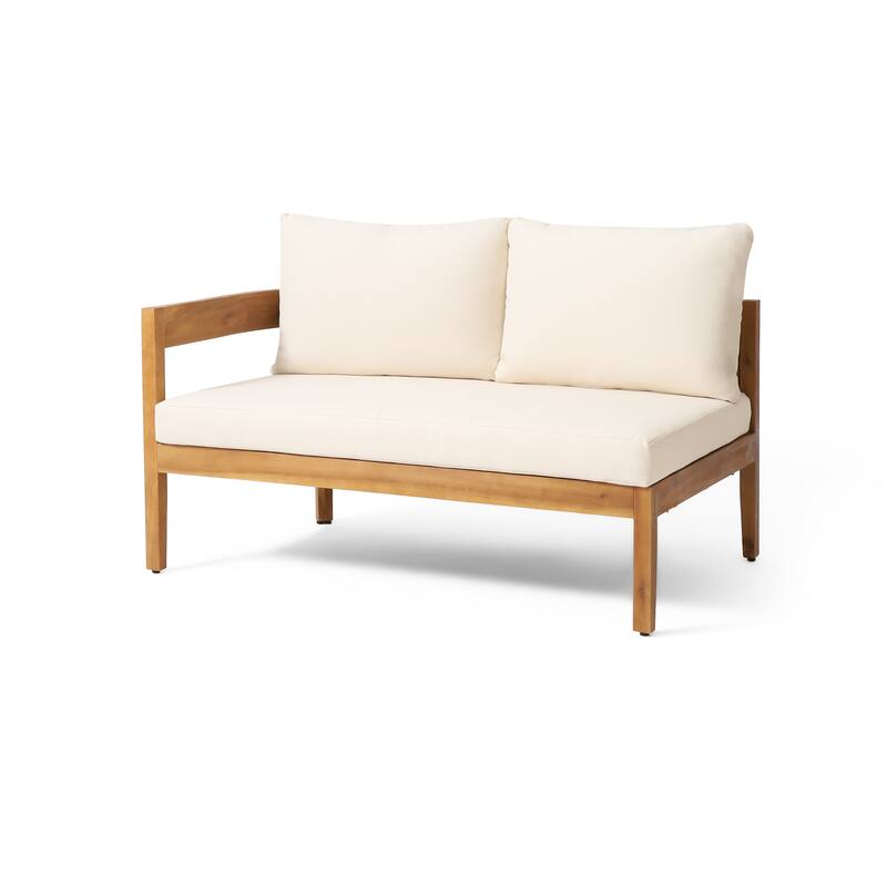 Christopher Knight Home - Valcour Acacia Wood Rounded Tuxedo Outdoor 6 Piece Sofa Set with Water-Resistant Cushions