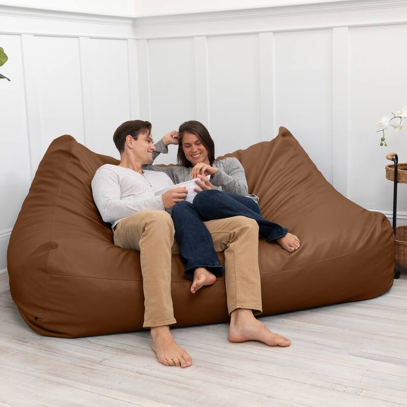 Atrium Collection Lozia Loveseat - Large Bean Bag Sofa for Home Theaters, Offices, Schools & Receptions - Faux Leather - N/A