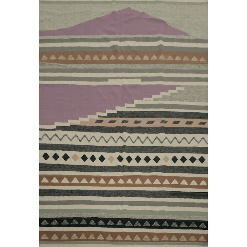 Hand Woven Oriental 100% Wool Carpet Southwestern Tribal Multi-Colored Kilim Area Rug - 12' 5'' X 8' 9''