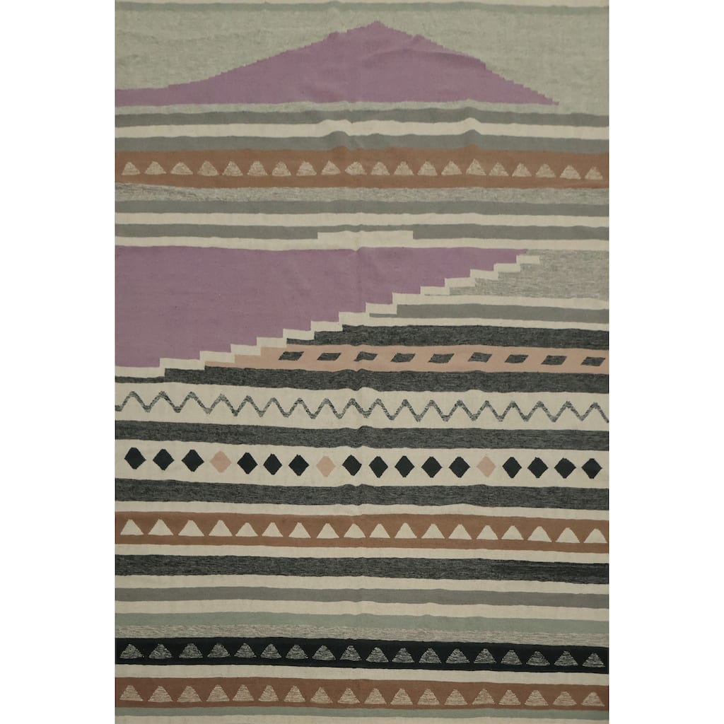 Hand Woven Oriental 100% Wool Carpet Southwestern Tribal Multi-Colored Kilim Area Rug - 12' 5'' X 8' 9''