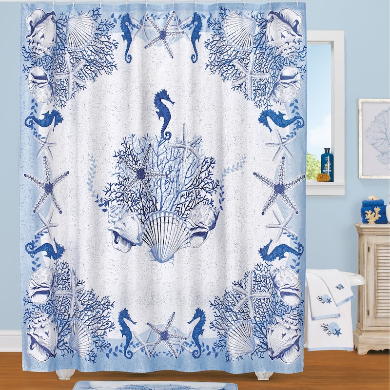 Coastal Beach Delight Design Shower Curtain - Blue - 72 x 0.01 x 69.5