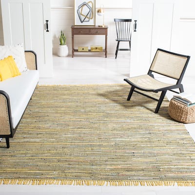 SAFAVIEH Handmade Rag Rug Bookem Casual Stripe Cotton Rug with Fringe