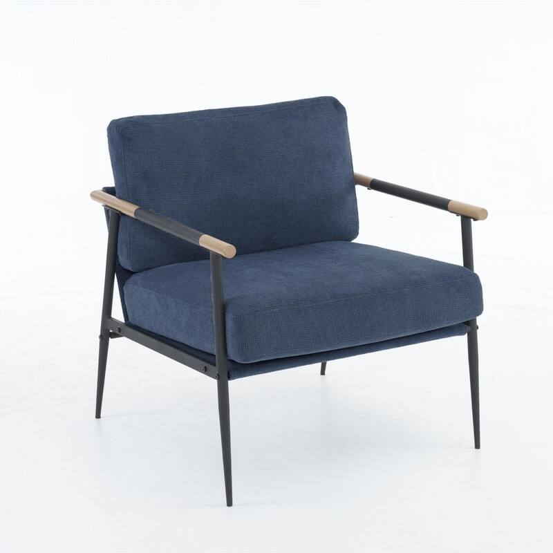 Chenille Fabric Armchair, Retro Leisure Accent Chair with Extra Soft Padded and Cushion