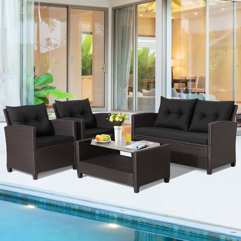 Black garden rattan hotsell furniture