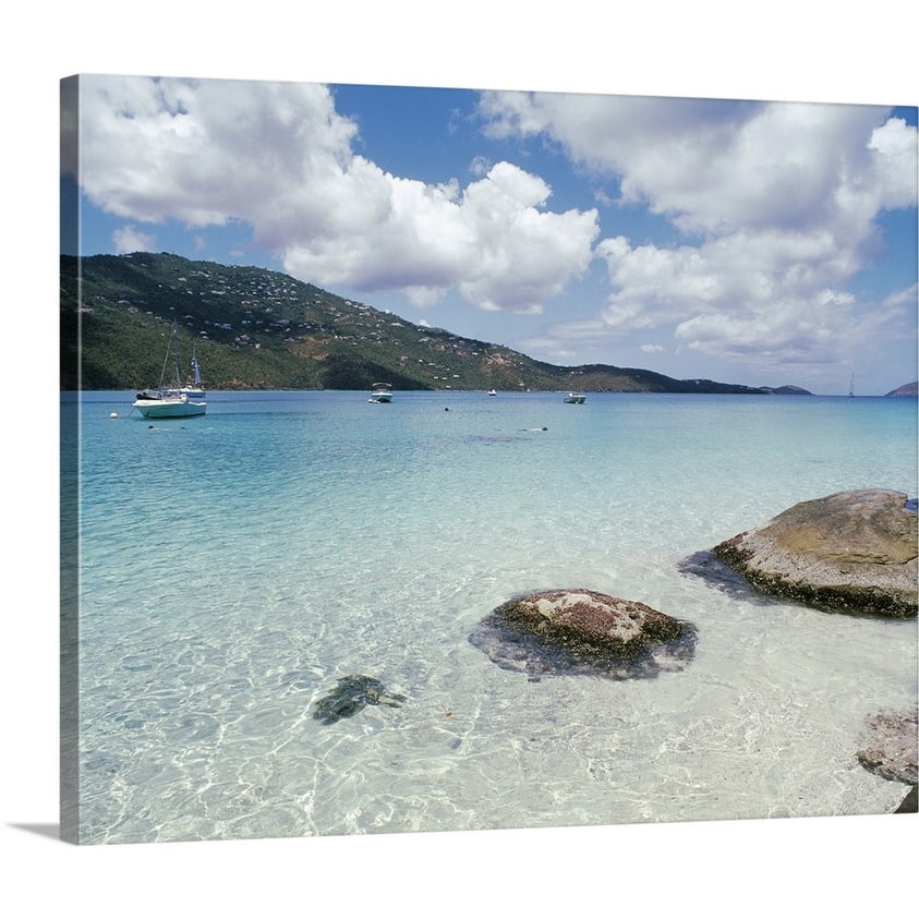 "US Virgin Islands, St. Thomas, Magens Bay, Boats in the sea" Canvas Wall Art