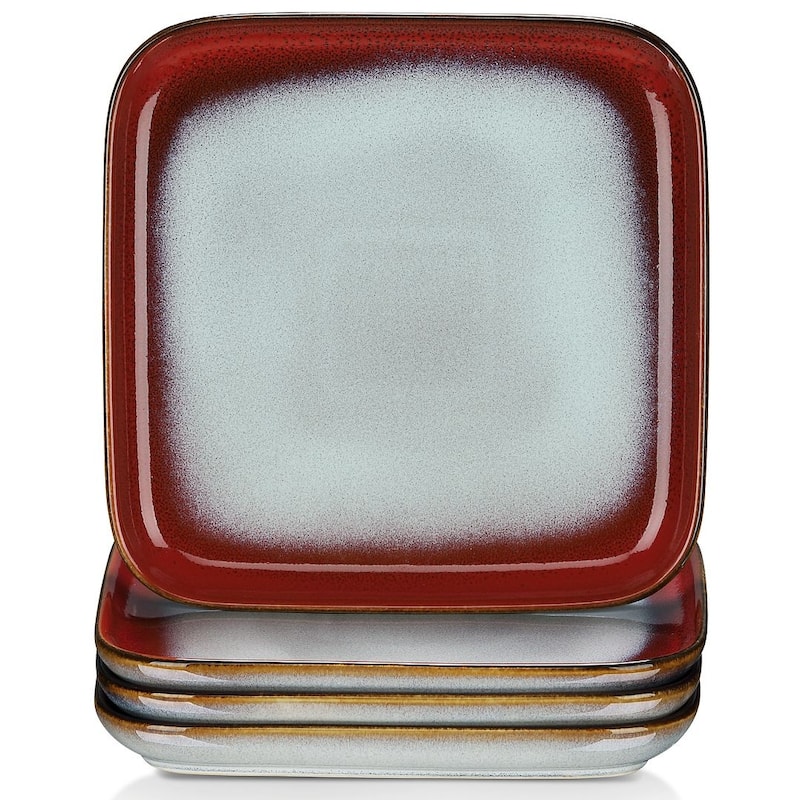 vancasso Stern Reactive Glaze Stoneware Dinnerware Set, Service for 4 - 4pc Dessert Plate - Ruby Red