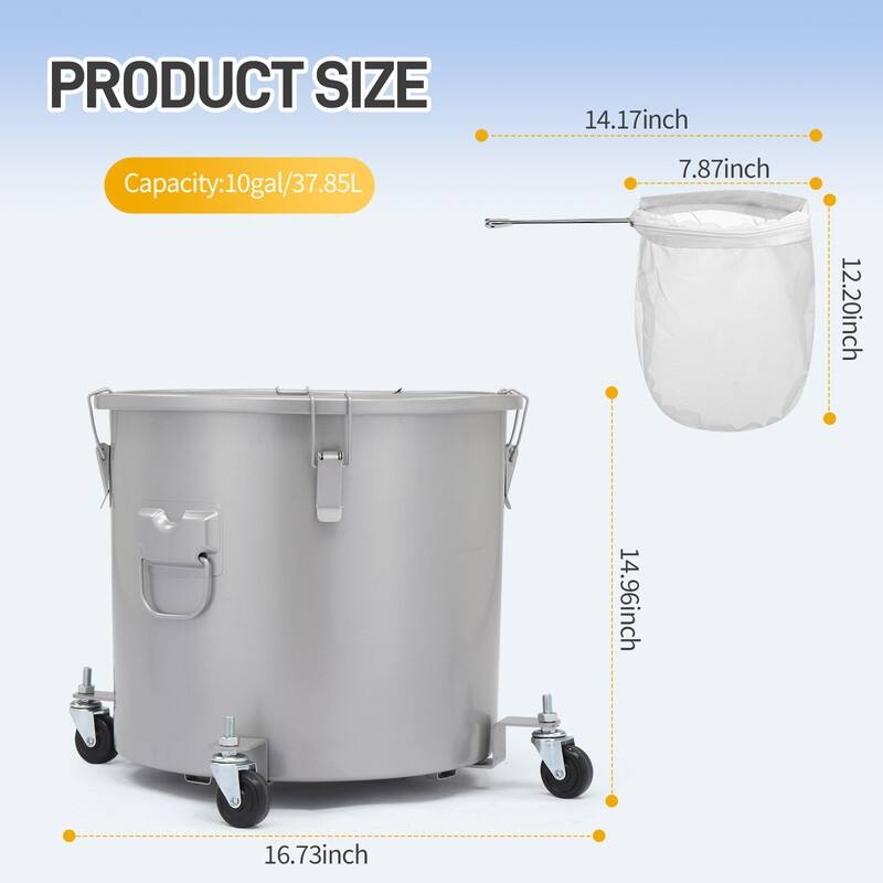 10 Gallon Fryer Oil Disposal Carbon Steel Fryer Grease Bucket With Caster Base - N/A
