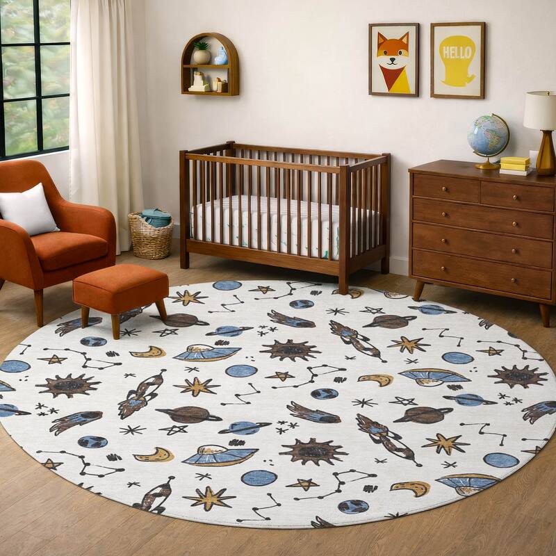Machine Washable Indoor/ Outdoor Spaceship Chantille Rug