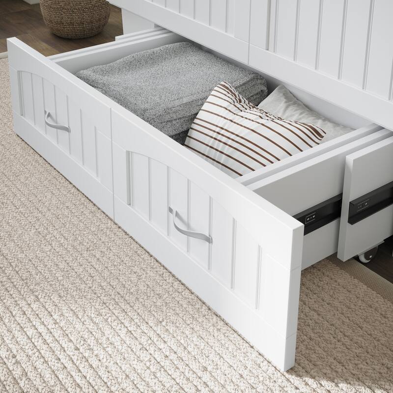 Nantucket Murphy Bed Chest with Mattress and Built-in Charging Station