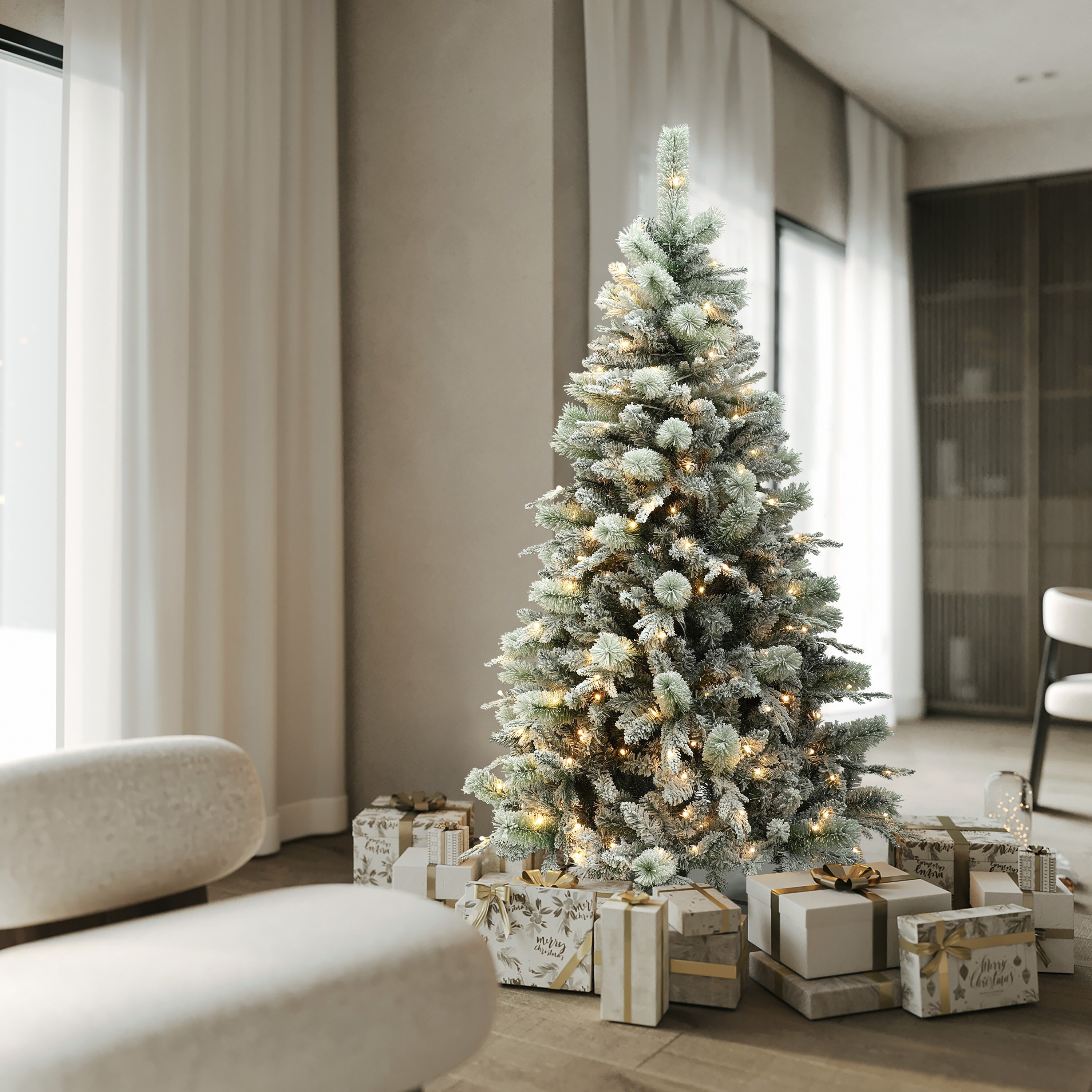 Pre lit snow tipped christmas tree outlet