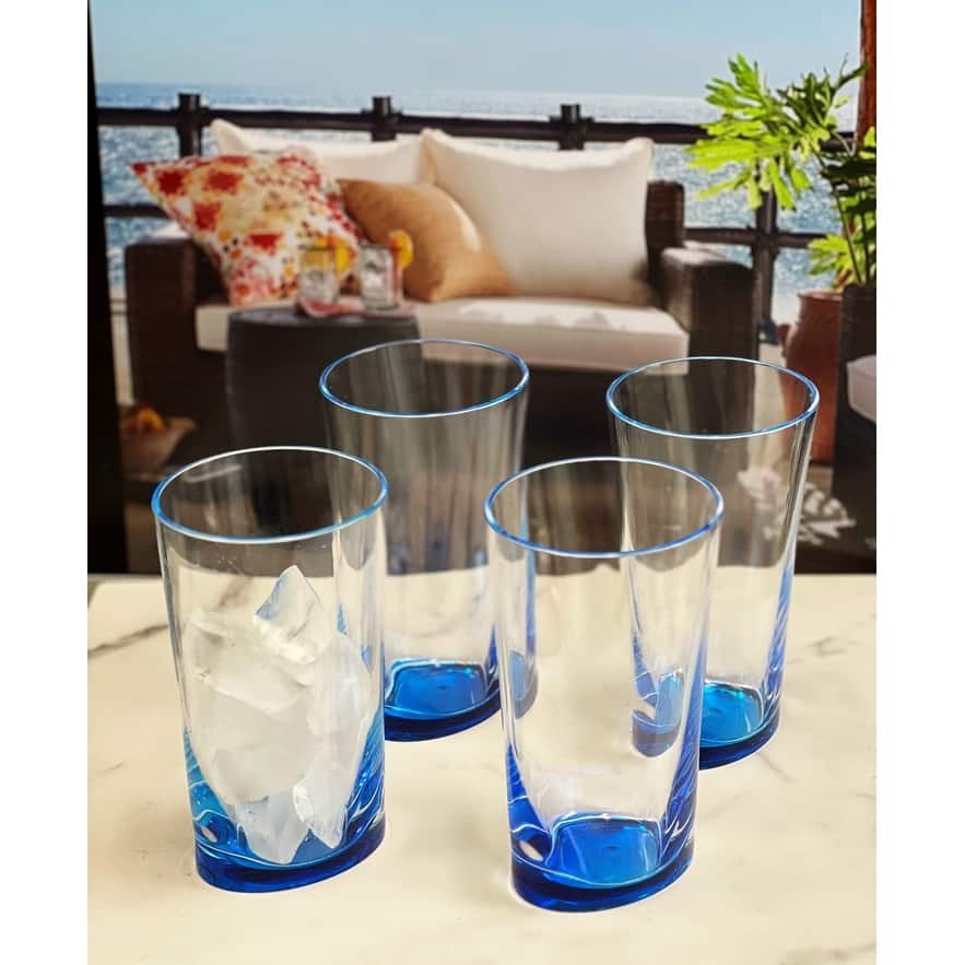 Modern Oval Halo Acrylic Drinking Glasses Set of 4 - 15oz Elegant Plastic  Cups for Cocktails, Juice, Water - Overstock - 40301724