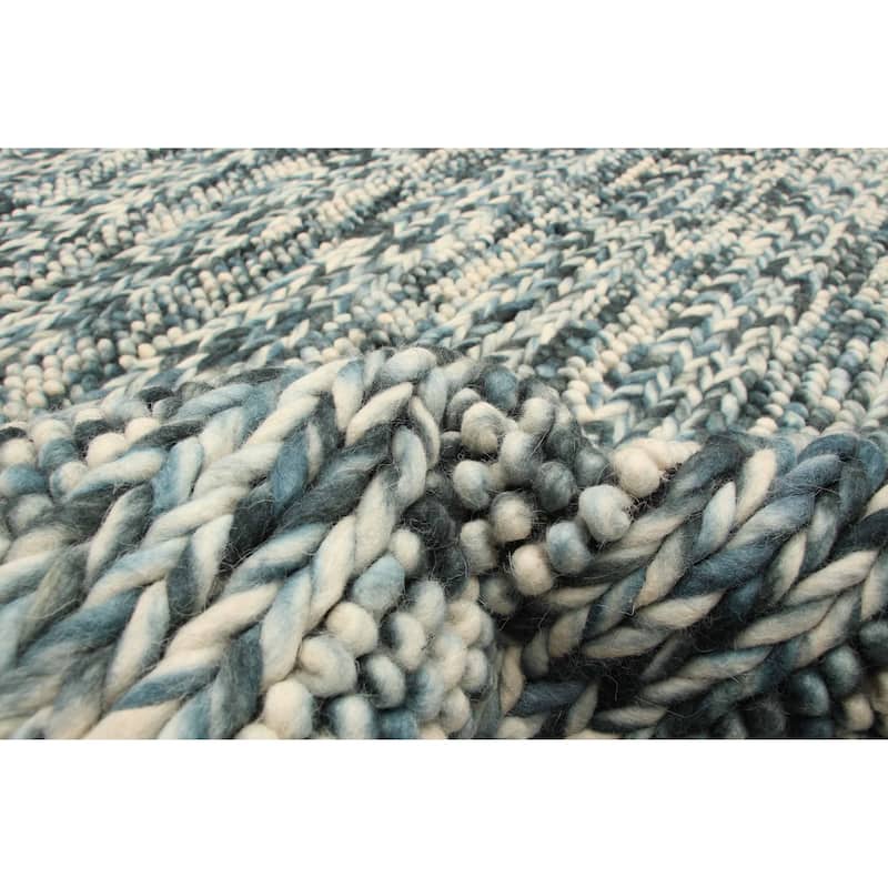 ECARPETGALLERY Braid weave Sienna Teal Wool Rug - 4'10 x 6'9