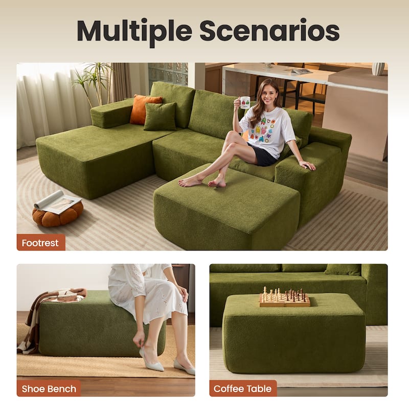 ​​OVIOS Lazy Chaise Lounge Sofa with Ottoman​