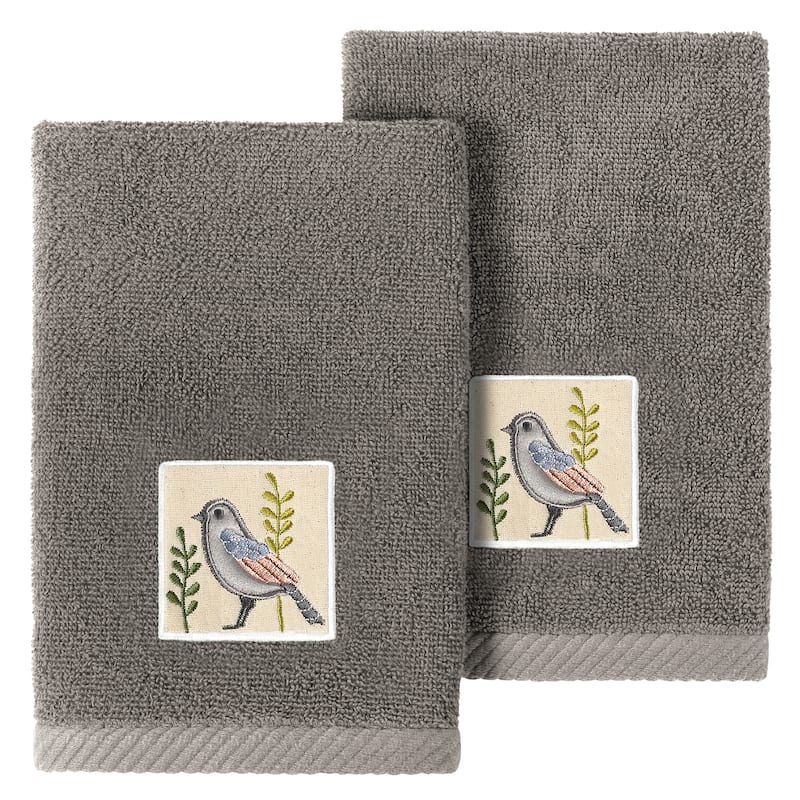 Authentic Hotel and Spa Turkish Cotton Belinda 2PC Fingertip Towel Set - Charcoal