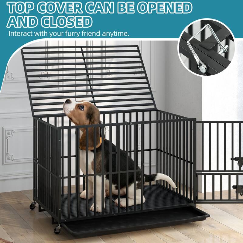 Escape Proof Dog Cage Kennel with Lockable Wheels