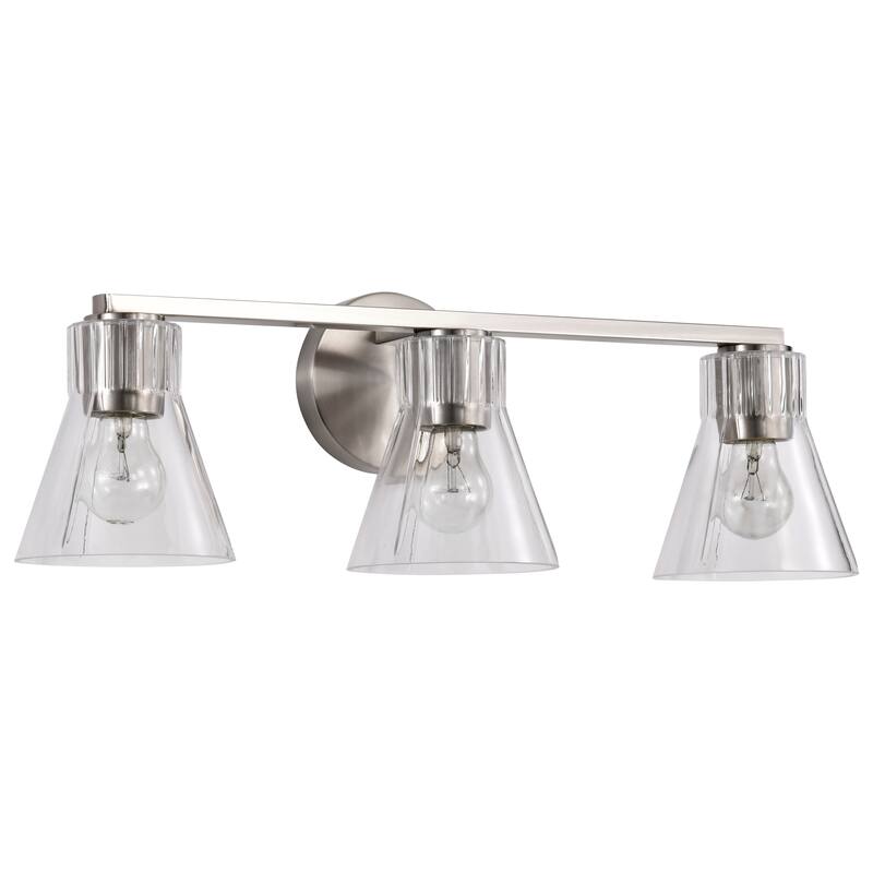 Gianna 3 Light Vanity Brushed Nickel Finish Clear Glass - Brushed Nickel - Brushed Nickel