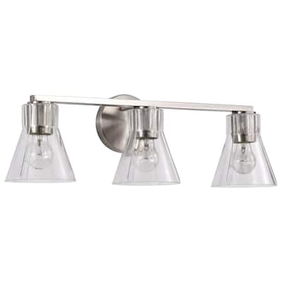 Gianna 3 Light Vanity Brushed Nickel Finish Clear Glass - Brushed Nickel