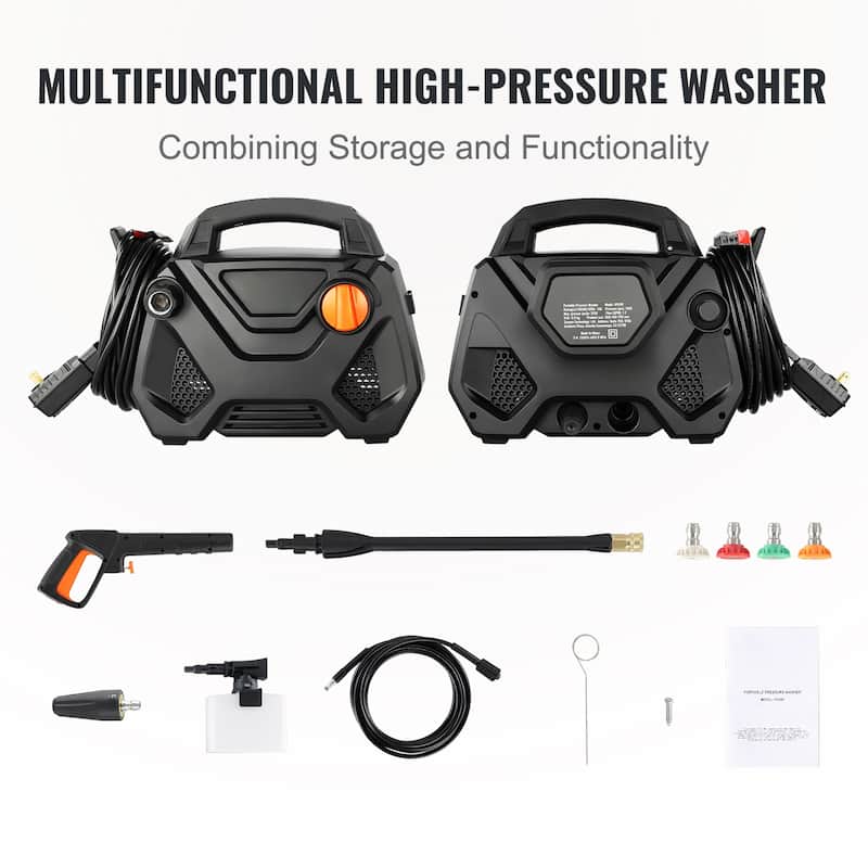Electric Pressure Washer Portable Cleans Cars/Fences/Patios/Furniture/Floor/Window - 2150 PSI 14.55 pounds
