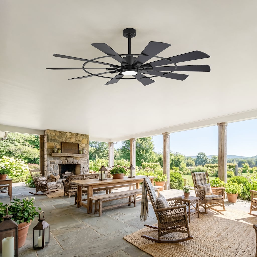 72 in Ceiling Fan with Light, 10 Plywood Blades, Quiet Reversible DC Motor, Remote Control