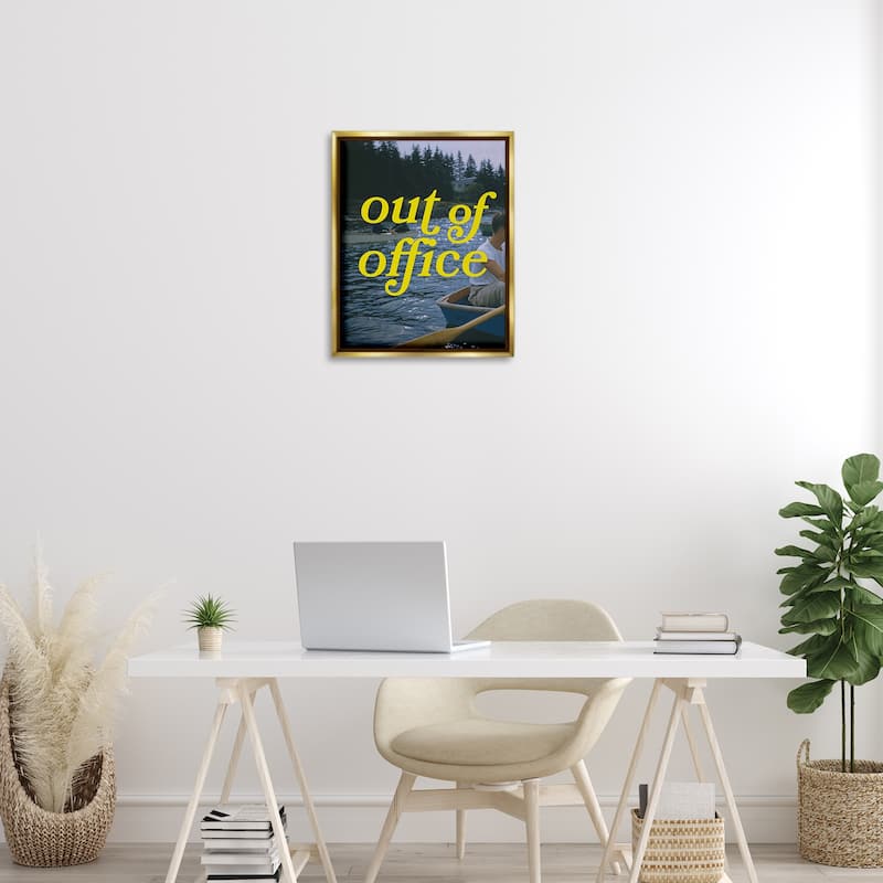Stupell Out of Office Lake View Framed Floater Canvas Wall Art Design By Victoria Barnes