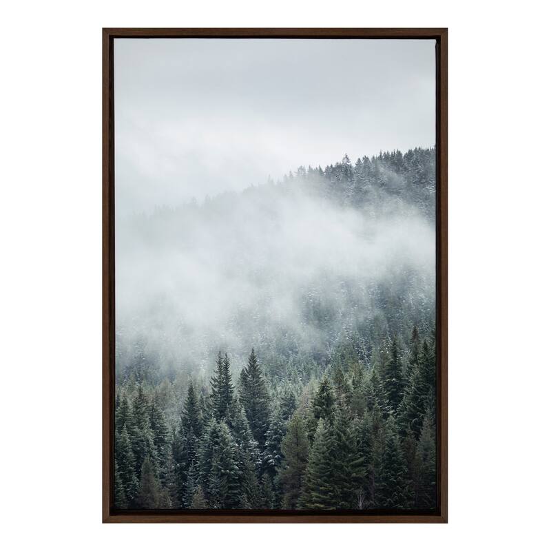 Kate and Laurel Sylvie Evergreens In Fog Framed Canvas by Emiko and Mark Franzen of F2Images