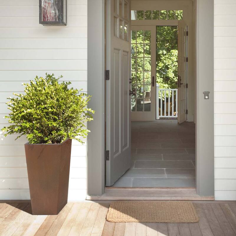 Rustic Brown MgO Tall Tapered Planter with Drainage Hole and Plug - 24.2" H
