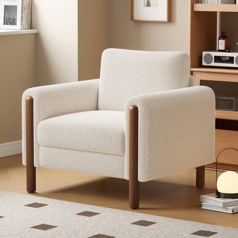 White 33.5" Upholstered Accent Chair - White