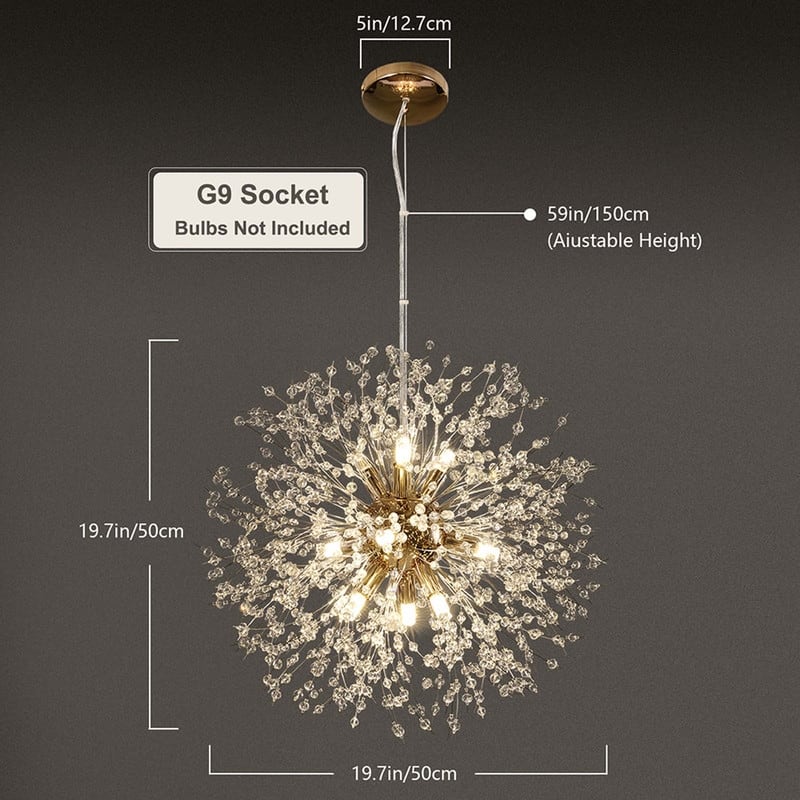 8/9/12/16-Light Modern Linear Sputnik Globe Pendant Starburst Firework Crystal Chandelier