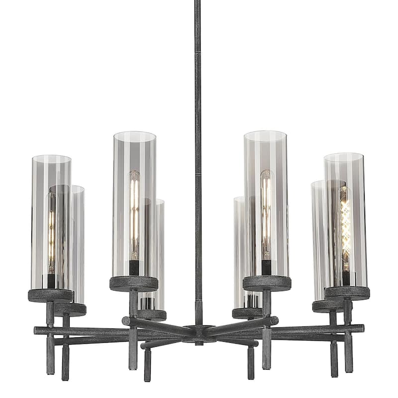 Innovations Lighting 471-8CR-20-32 Lincoln Chandelier Lincoln 8 Light - Weathered Zinc / Light Smoke