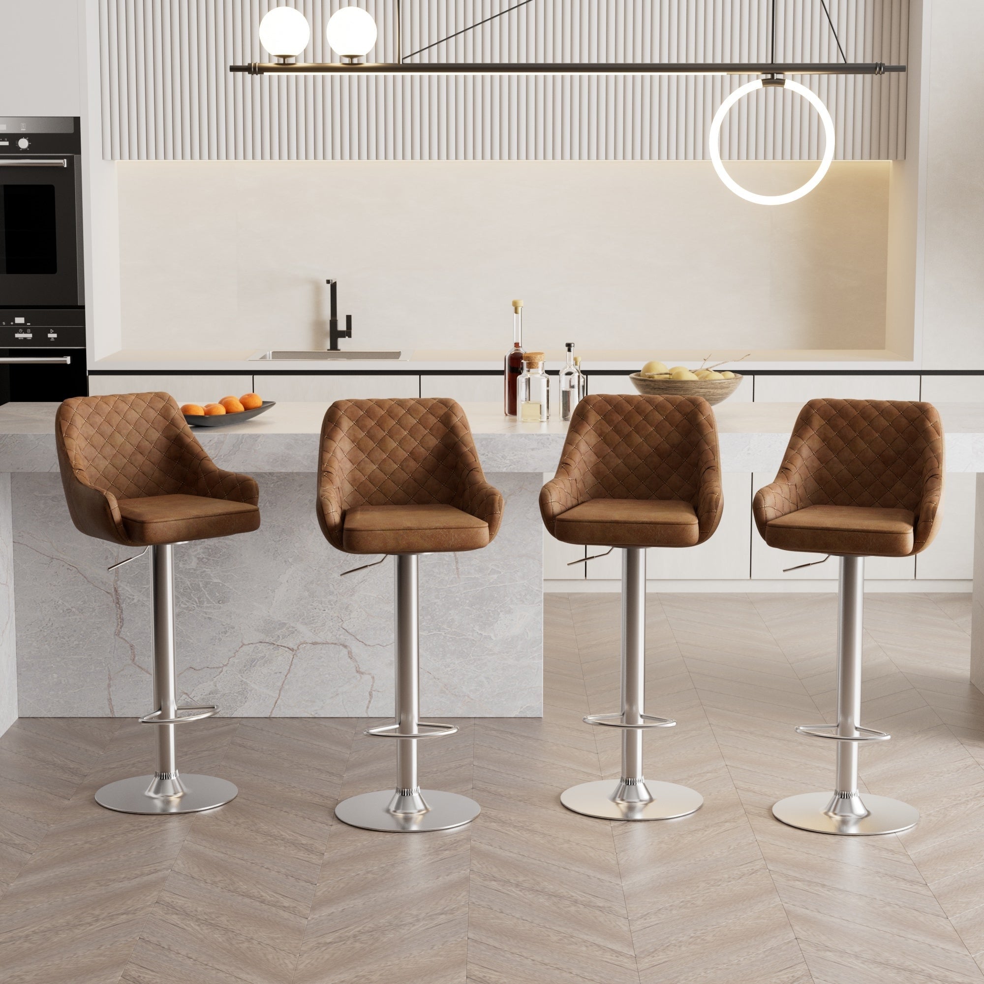 Javlergo Set of 4 Bar Stools Adjustable Counter Height Swivel Barstools with Back and Armrest On Sale Bed Bath Beyond 37884127