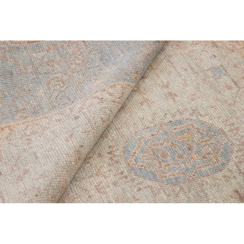 Pasargad Home Oushak Hand-Knotted Rust/L. Blue Wool Area Rug